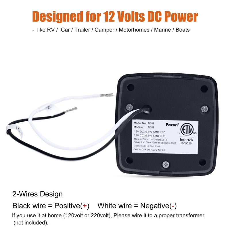 Facon 5Packs LED Aisle Light w/Motion Sensor LED Sensor Step Lights, 12V DC Warm White Deck Lights for RV, Boat, Marine, Camper, Trailer, Motor Home - Image 4